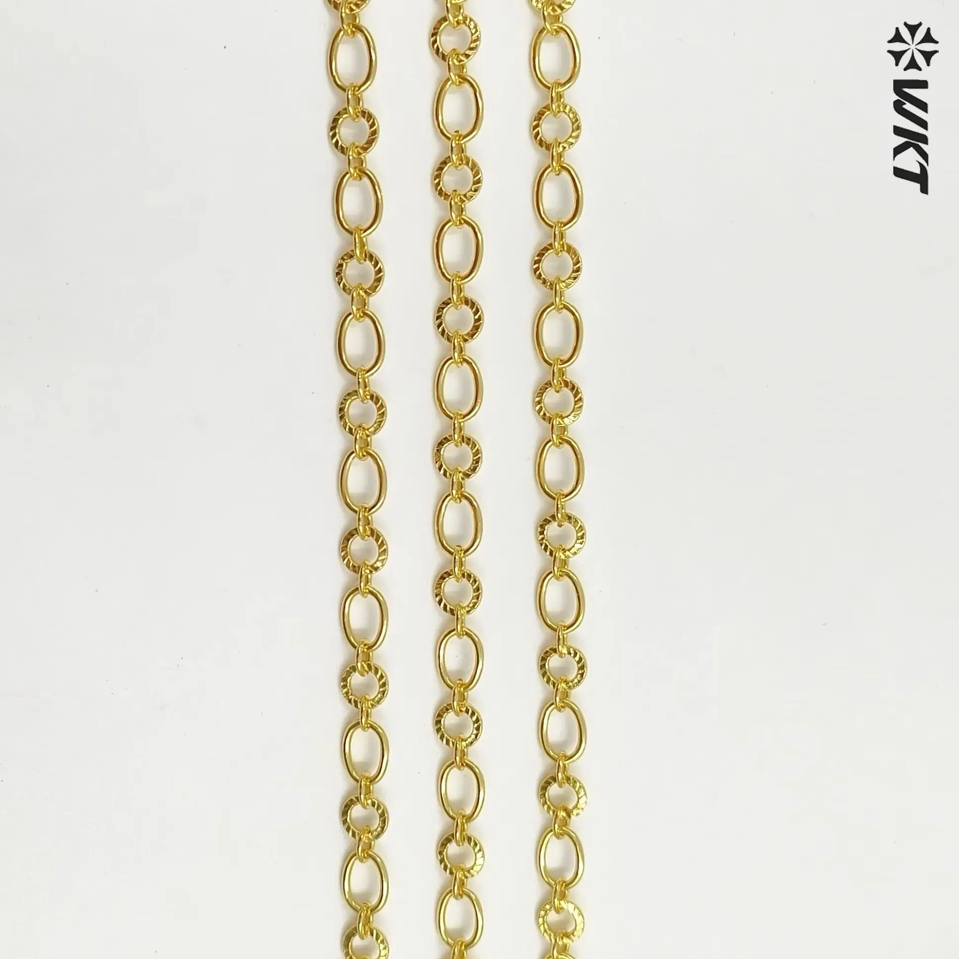 

WT-BC259 Hot Sale Round And Oval Shape Yellow Brass 5 Meters Chian Necklace Good Quality Jewelry Finding