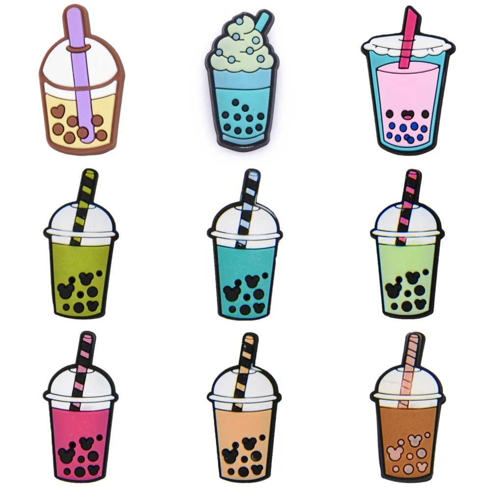 Hot Sale Drinking Water Shoe Decoration Charms Bubble Tea Shoe Charms Ice Cream  Bracelet Accessories For Birthday Presents