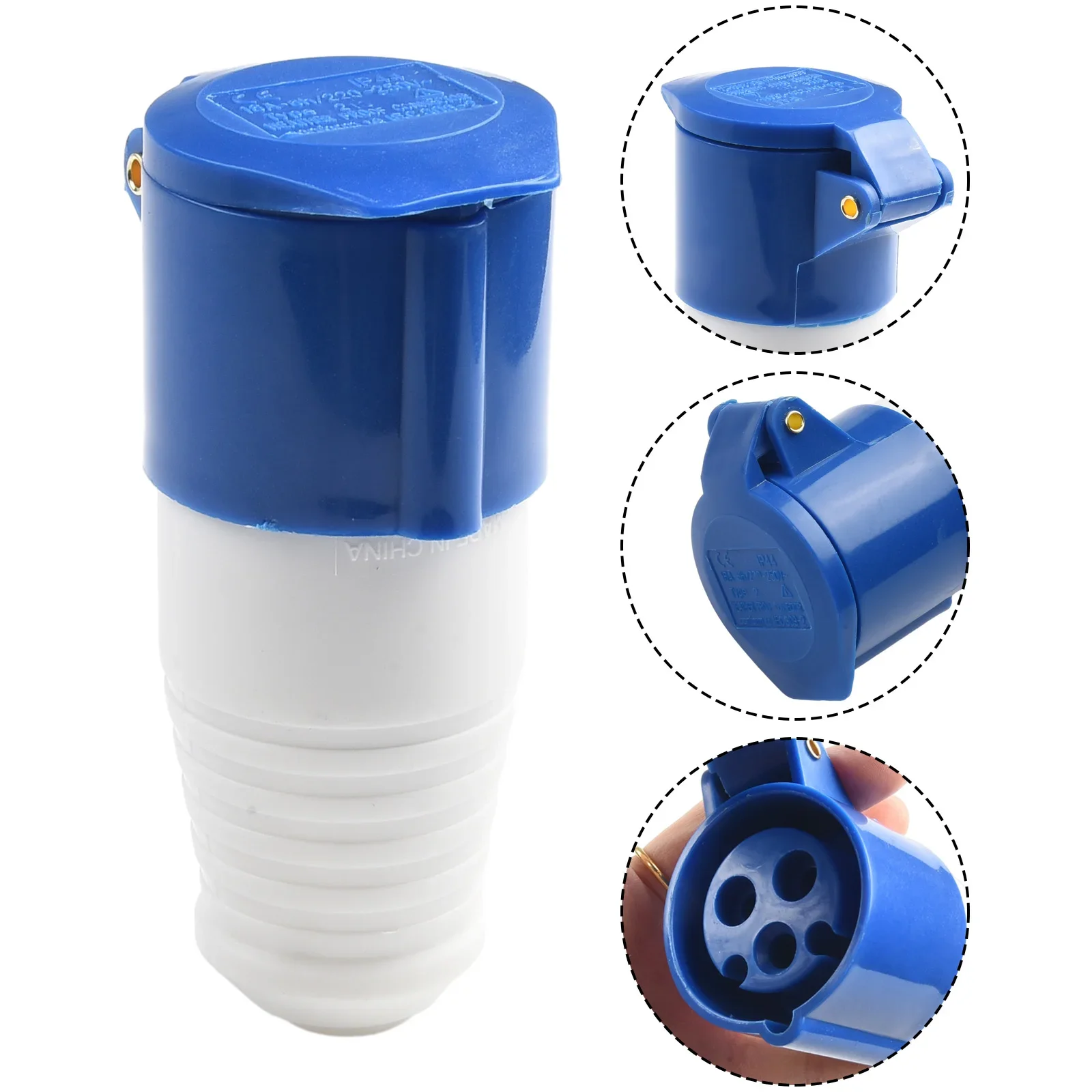 Connection Socket Blue and White 3 Pin Mains Hook Up Site Socket Adapter 240v 16A for Caravan Motorhome Camper van site login