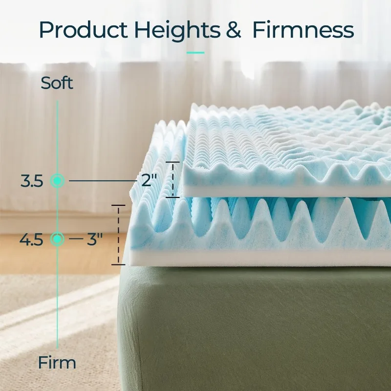 7 Zones Twin Mattress Topper, 3 Inch Cooling Gel Infused Memory Foam, Soft Foam Mattress Topper Twin, Twin Size Bed Topper