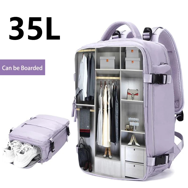 Ransel Travel Tas Bagasi Wanita USB Pengisian Ransel Laptop Independen Sepatu Saku Mochila Tas Sekolah Tahan Air Ransel