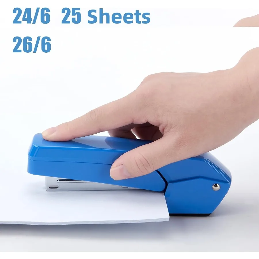 Cucitrice girevole SwingArm 25 fogli Capacità Rotazione di 360 gradi Graffetta da scrivania con 1000 graffette per libretto o rilegatura di libri Blu