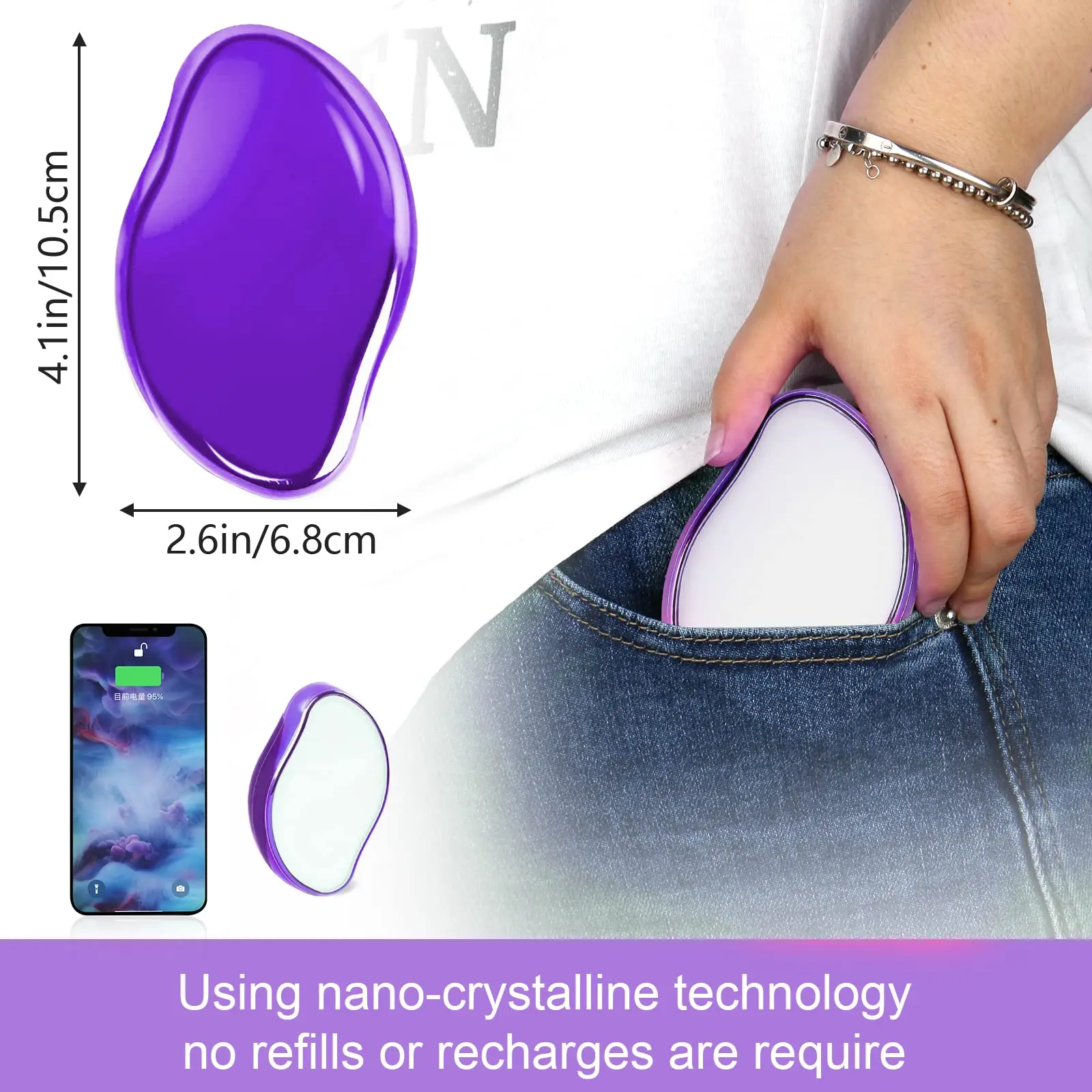 1PC Crystal Hair Eraser For Women and Men Reusable Glass Hair Remover Physical Epilator Painless Exfoliation Hair Removal Tool