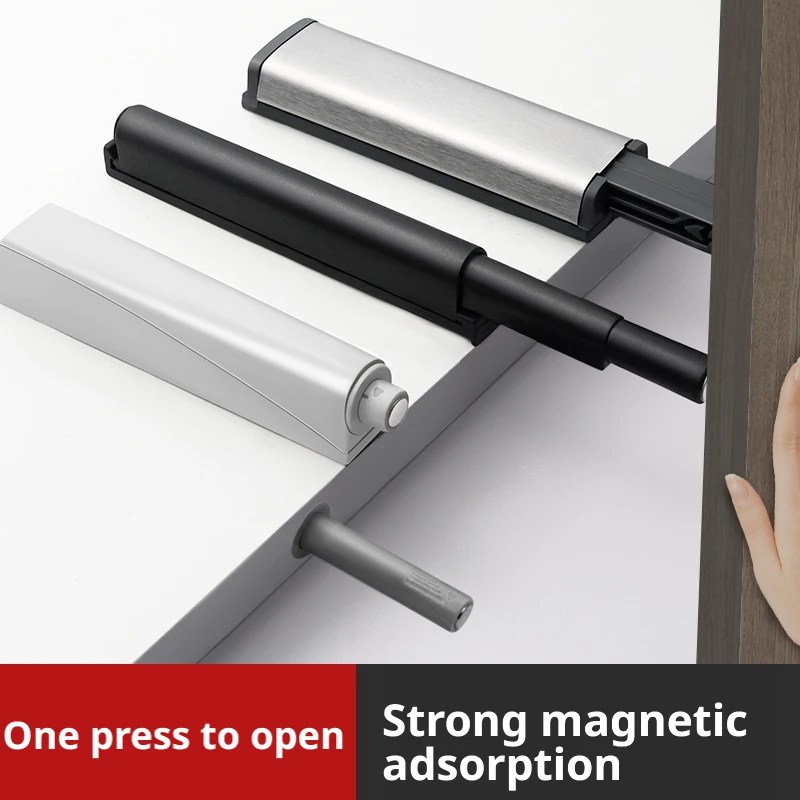 ‌Magnetic Push to Open Cabinet Latch – Self-Adhesive Touch Open Drawer Hardware with Door Stopper and Damper Buffer‌