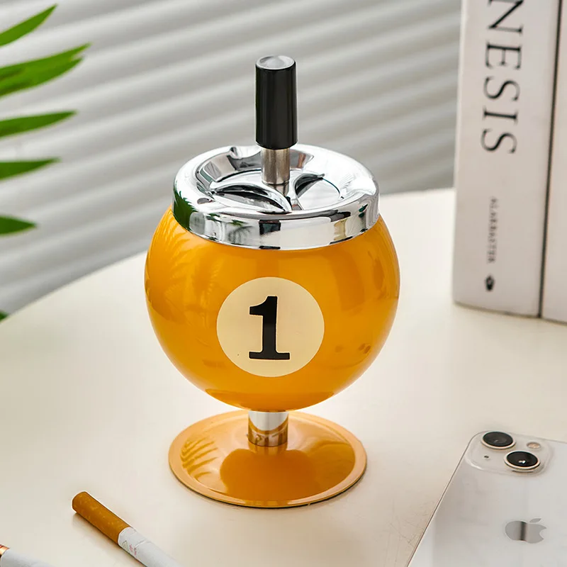 Creative Billiard Ashtray. With A Lid For Dust Prevention, A Design-themed Coffee Table Surface For The Ashtray. Boyfriend Gift