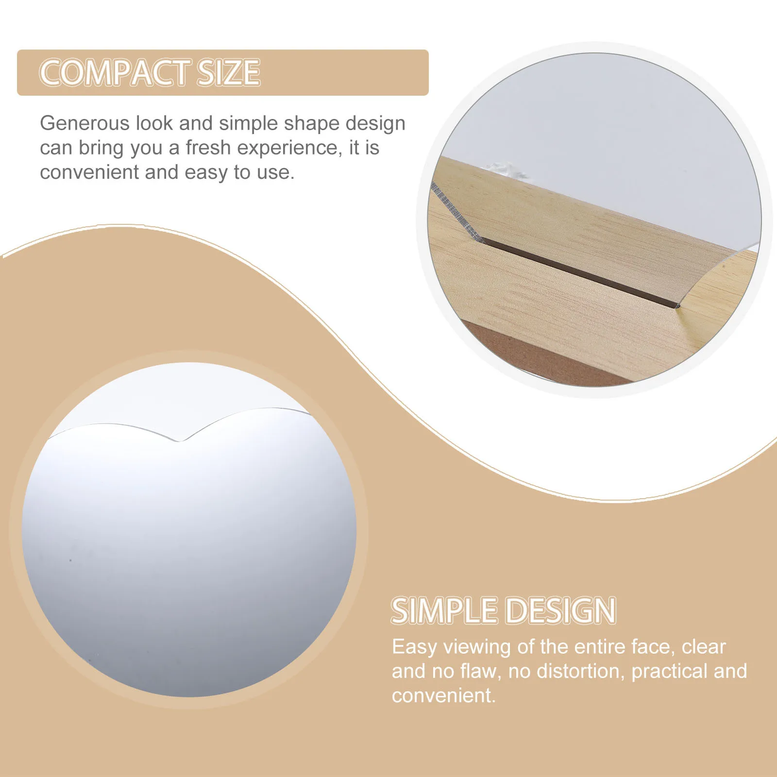 

Wooden Base Heart Makeup Mirror Acrylic Desktop Irregular Shape Stable Vanity Mirror for Makeup Skin Care Shaving