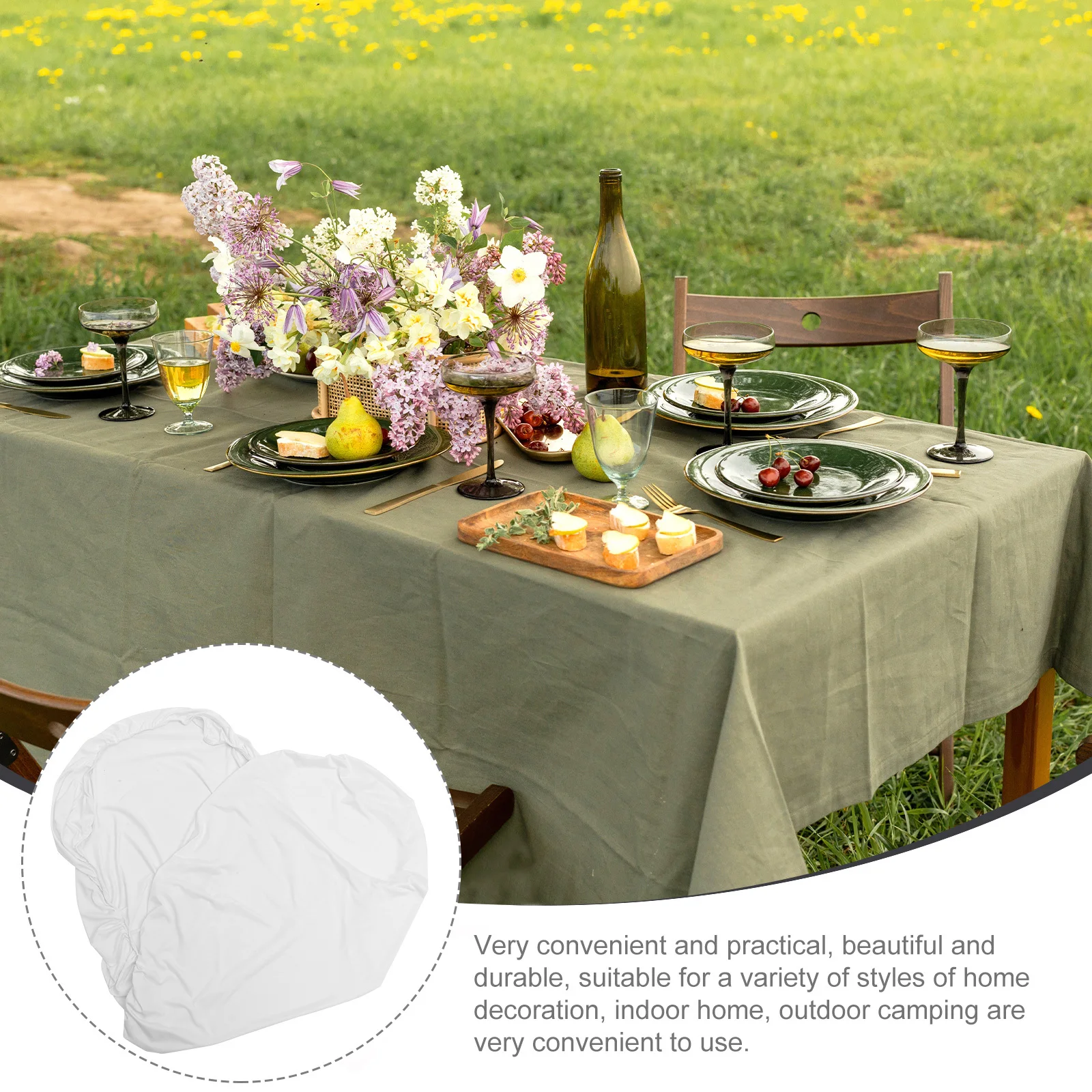 

Stretchy Table Covers Fancy Outdoor Tablecloth with Umbrella Hole Picnic Elastic