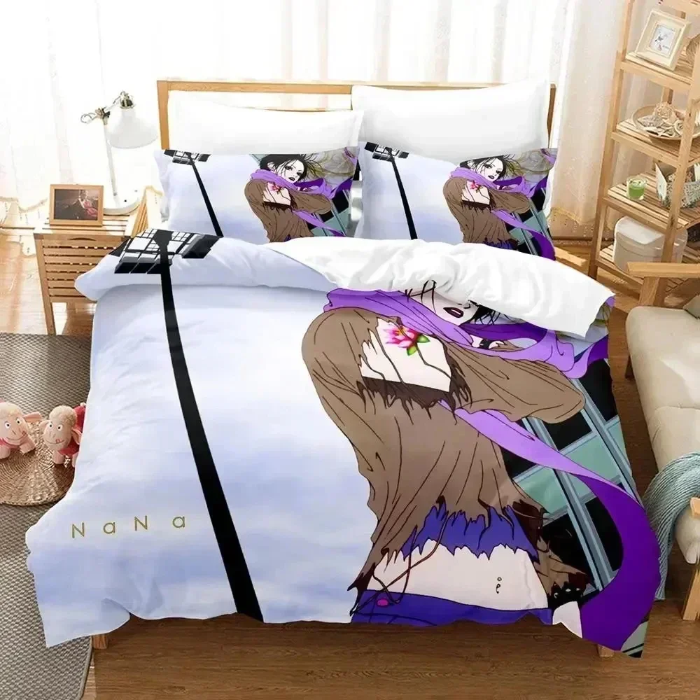 Anime NANA Black Stones Printed Bed Set Duvet Cover Pillowcase Bedding Set Bed Linen Sheet Quilt Cover Full Queen King Size