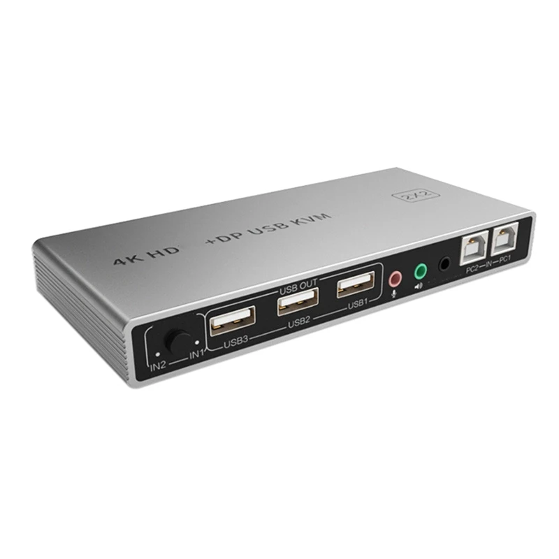 

4K 60Hz 2 In 2 Out Dual Screen Switcher 2 PC Switching 2 Monitors For Computer Tv Projector Fast Connection Switching