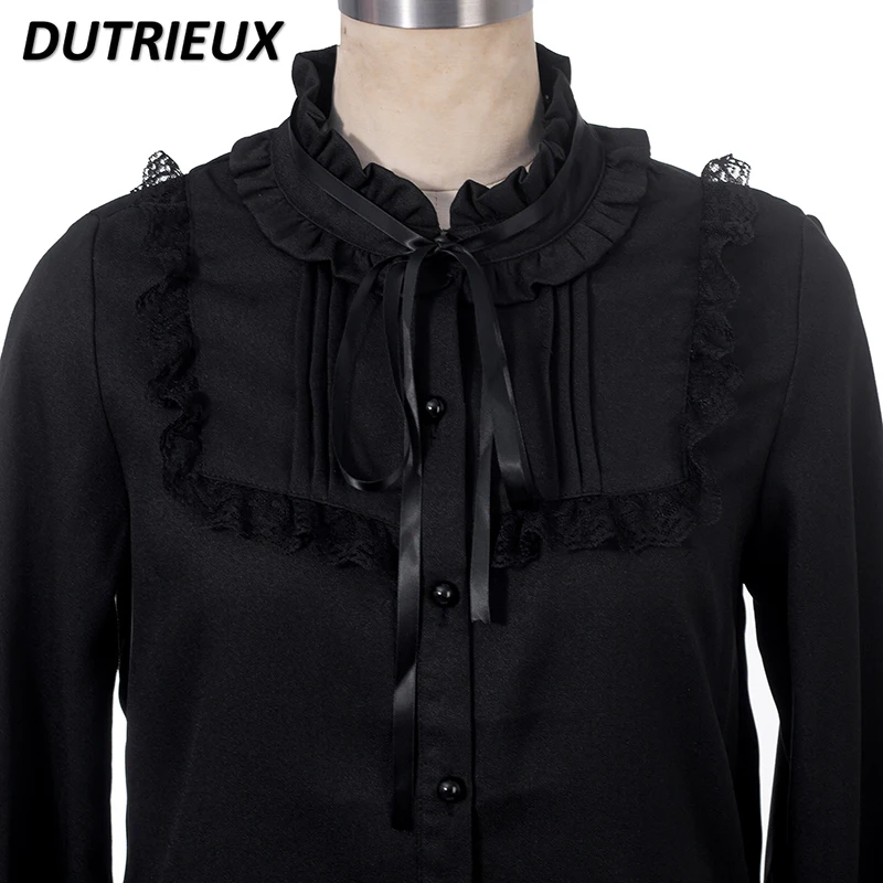 Casual Blouse Female Mine Series Mass-Produced Women's Tops Spring and Autumn New Ruffled Doll Collar Long Sleeve Shirt