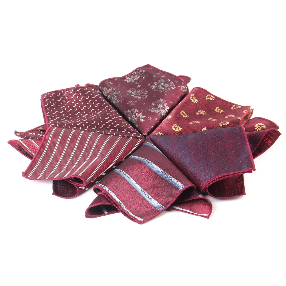 Wine Pocket Square For Men Paisley Chest Towel Wedding Kerchief Gentlemen Hankies Men's Handkerchief Striped Pocket Towel