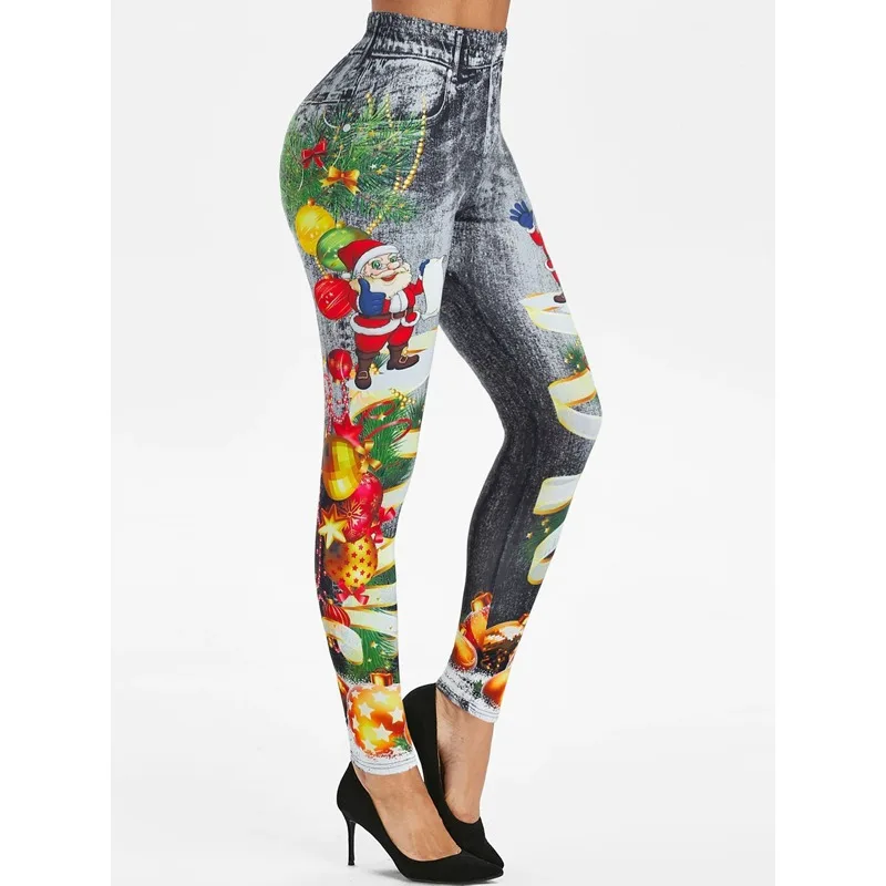 

Krisnanas Christmas Printing Women's Yoga Pant 2025 Sporty Gym Fitness Skinny High Waist Workout Hip Lifting Pencil Pants 71963