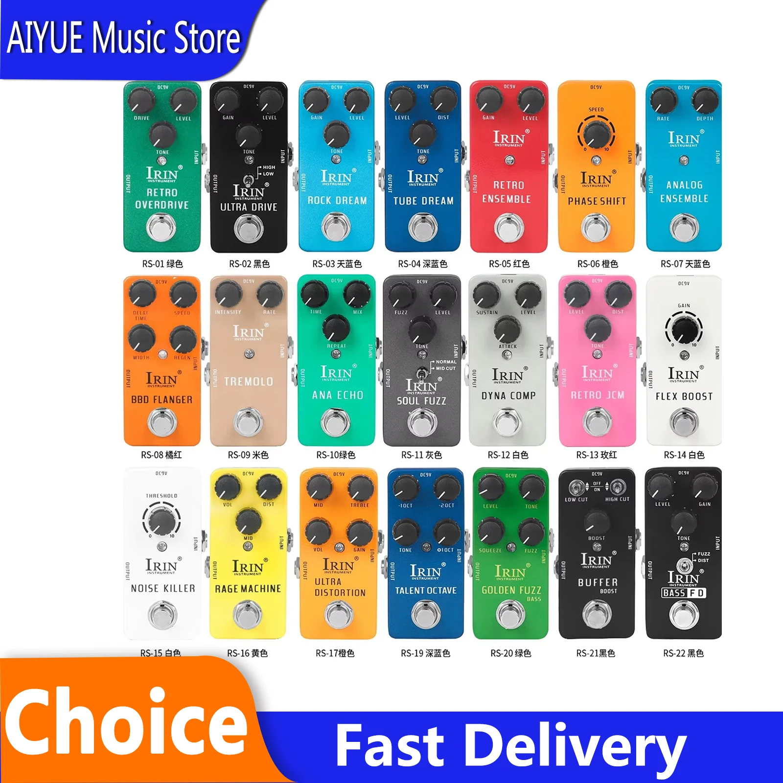 

Электрогитарная педаль эффектов IRIN True Bypass: Fuzz/Overdrive/Flanger/Distortion/Tremolo/Ensemble. Аксессуары для гитары.