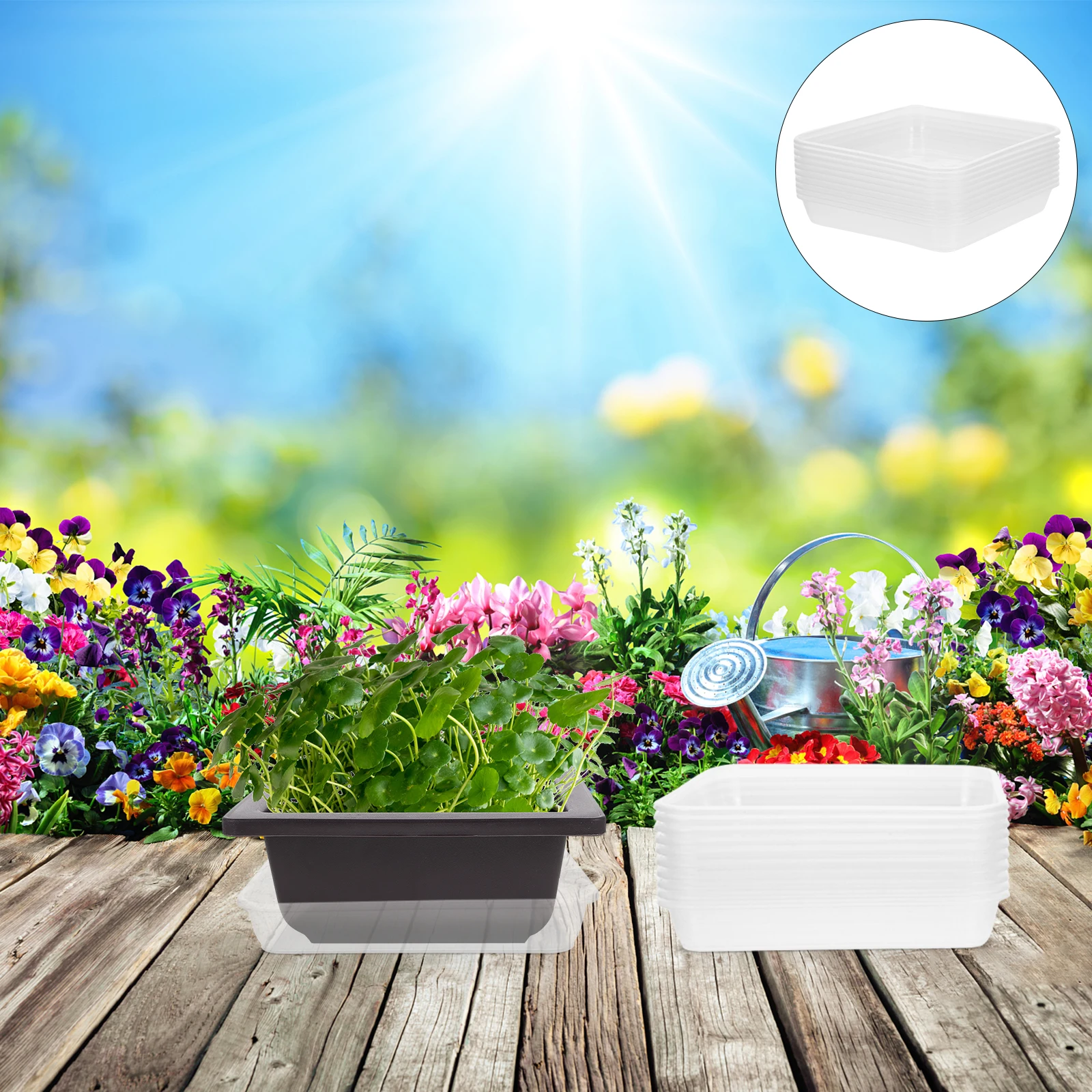 

20 Pcs Flowerpot Trays Square Shaped Transparent Plastic Drip Tray For Plants Plant Saucers Non Fading Fits All Pots Gardening