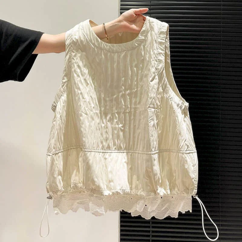 

Vest for Women O-neck Casual Japanese Style Loose Sleeveless Patchwork Design Tops Spring and Autumn Waistcoat Women Clothing