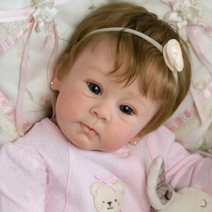 NPK 22'' Unfinished Doll Parts Huxley Reborn Doll Kit Painted  Kit with Hand Rooted Hair Lifelike Doll