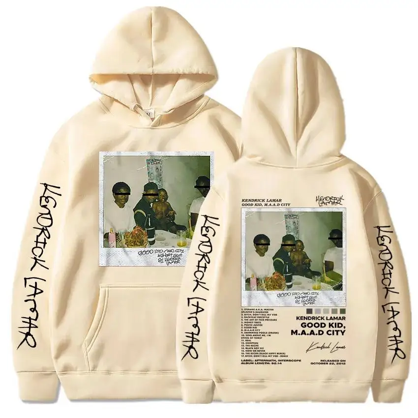 

Худи с графическим принтом Kendrick Lamar Good Kid M.A.A.D. для мужчин и женщин, винтажный хип-хоп свитшот с обложкой альбома, уличная одежда, повседневная толстовка