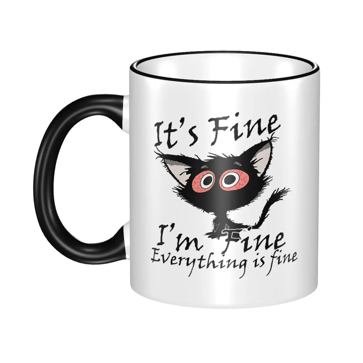 

It's Fine Im Fine Everything Is Fine Funny Cat Meme Its Fine Mug Kawaii Coffee Cup Gifts For Kids Adult