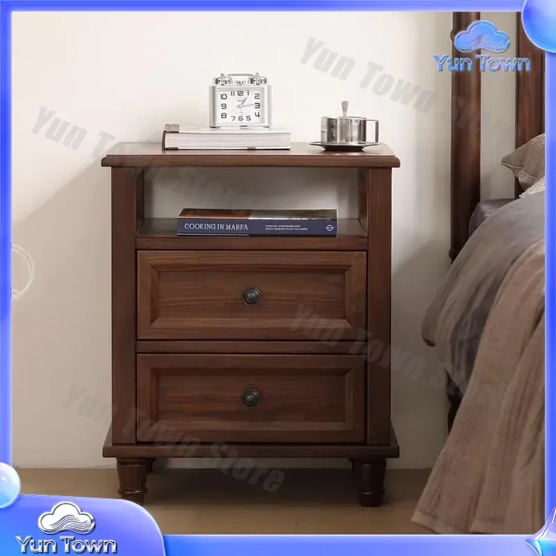 for American solid wood bedside table modern simple bedroom storage cabinet light luxury high end small locker nightstand