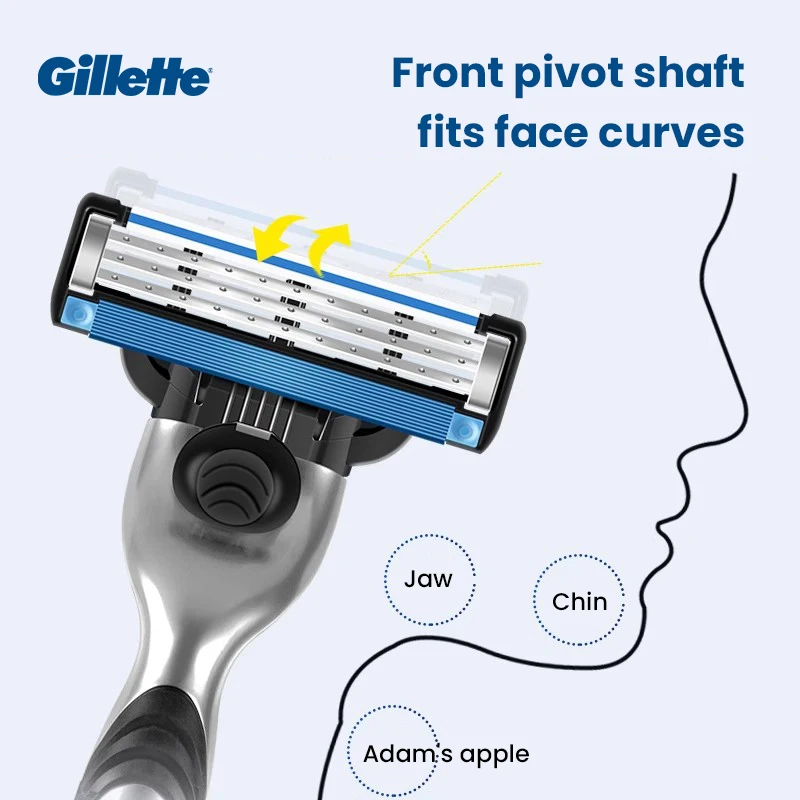 Gillette Mach 3 Razor Safety Manual Shaver 3-Layer Blade with Lubrication Strip for a Smooth Shave