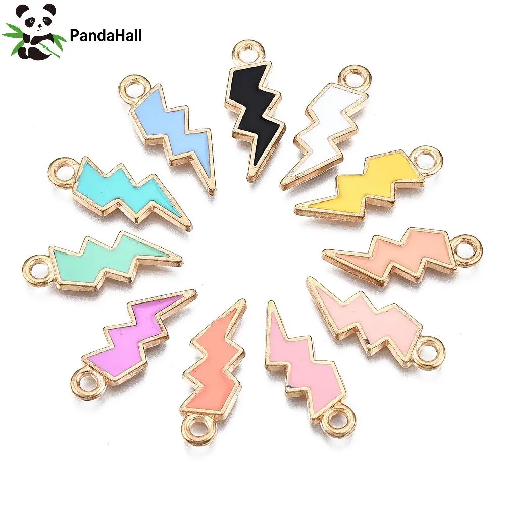 PandaHall  100pcs Enamel Lightning Bolt Charms Colorful Flash Shape Charms Celestial Thunder Charms for Jewelry Making