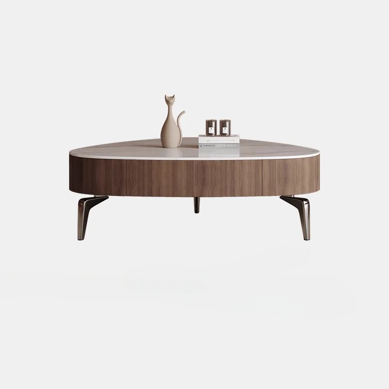 Italian minimalist special-shaped microcrystalline stone coffee table living room skin-friendly creative low storage table