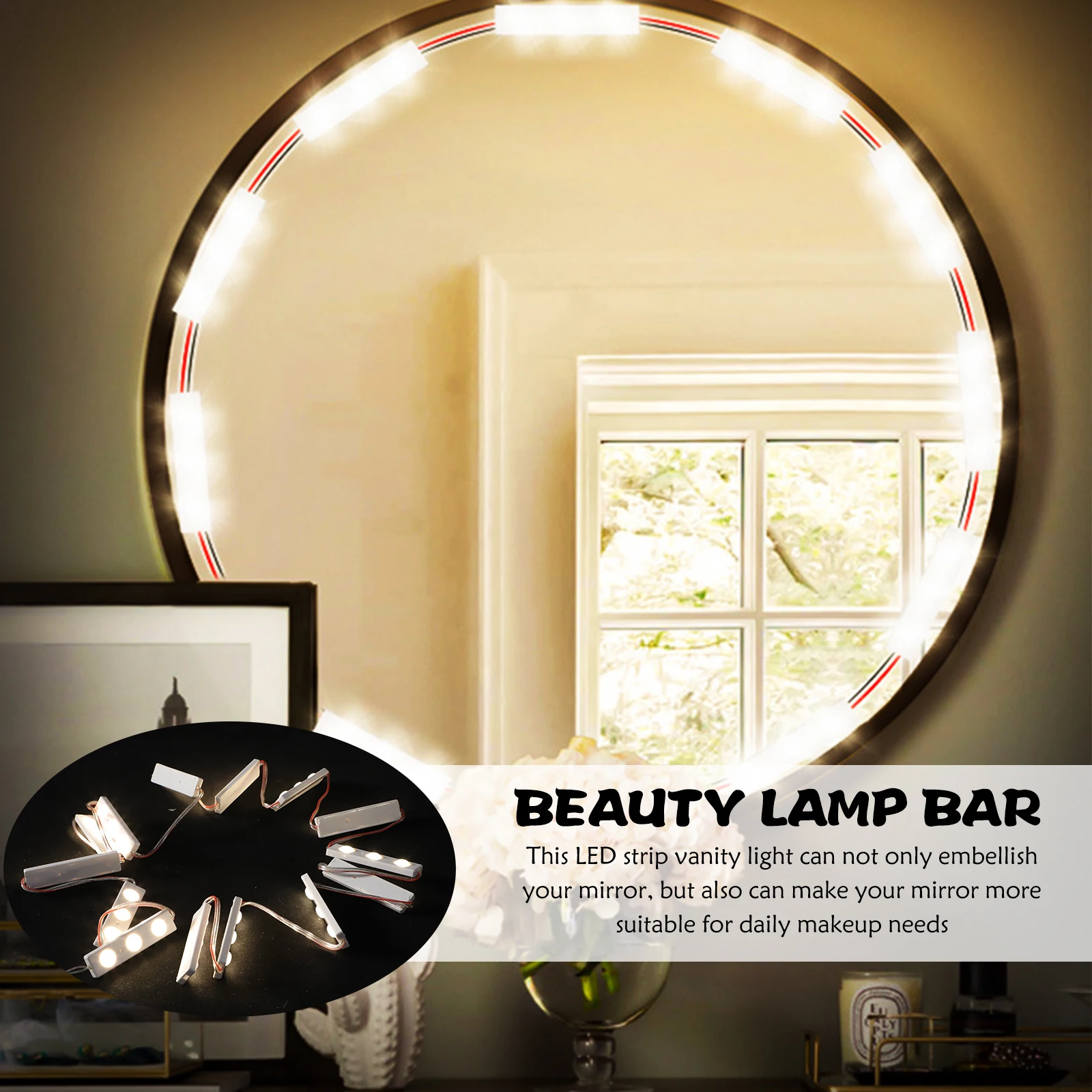 

LED Makeup Mirror Lights Vanity Strip Plastic Big Full Body for Dressing Table Bathroom Bedroom Studio Wall Lamp Decor