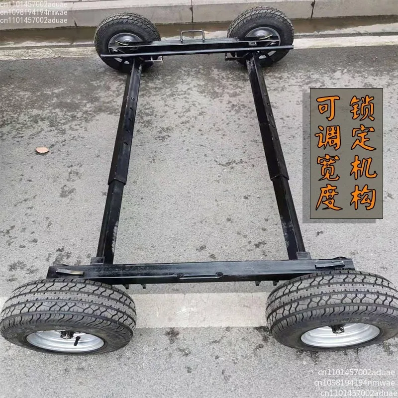Four-wheel trailer chassis, multi-purpose handling tool with towbar