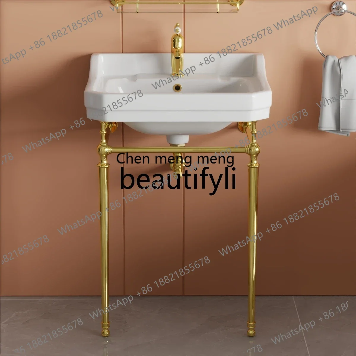 

New arrive Vintage Classic Basin Bracket Bathroom Art Basin Bracket Basin Double Hole Faucet