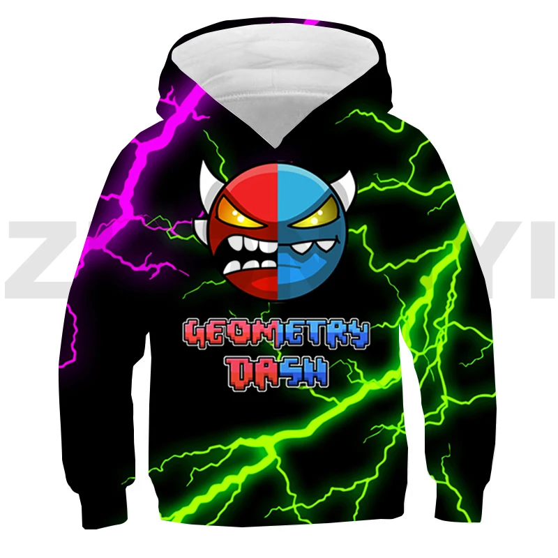 Angry Geometry Dash 3D Hoodie Toddler Baby Boys Girls Clothes Sport Pullovers Sweatshirt Child Top Spring Long Sleeve Streetwear