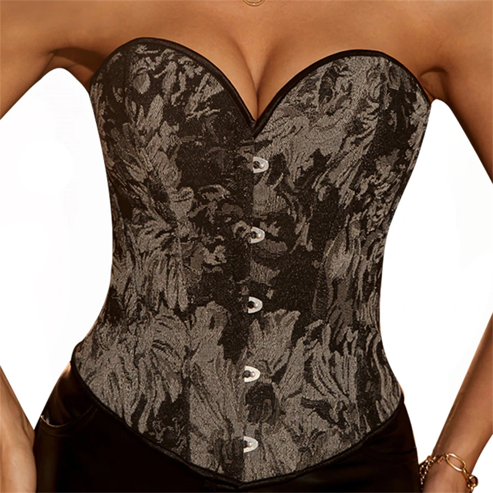 Becirzet Vintage Korsett Taillenformer Shapewear Mehrfarbige Blumen Bustier Top Schnürung Schlankmachende Damenbekleidung – Detail 12