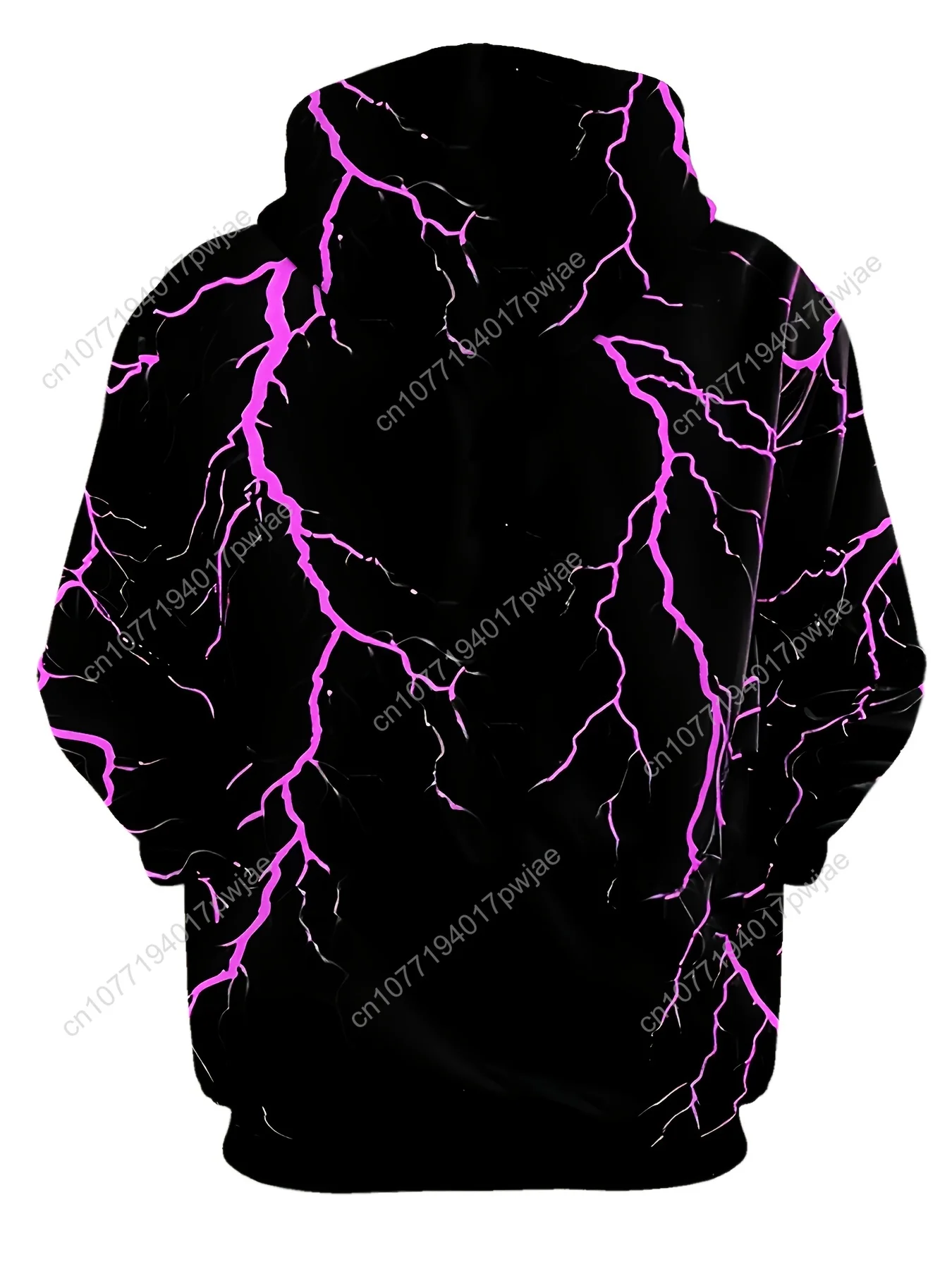 Men's Hoodie with Neon Pink Lightning Bolt - Stretchy Knit Pullover Sweatshirt for Gym, Streetwear & Everyday - Adjustable Hoodi