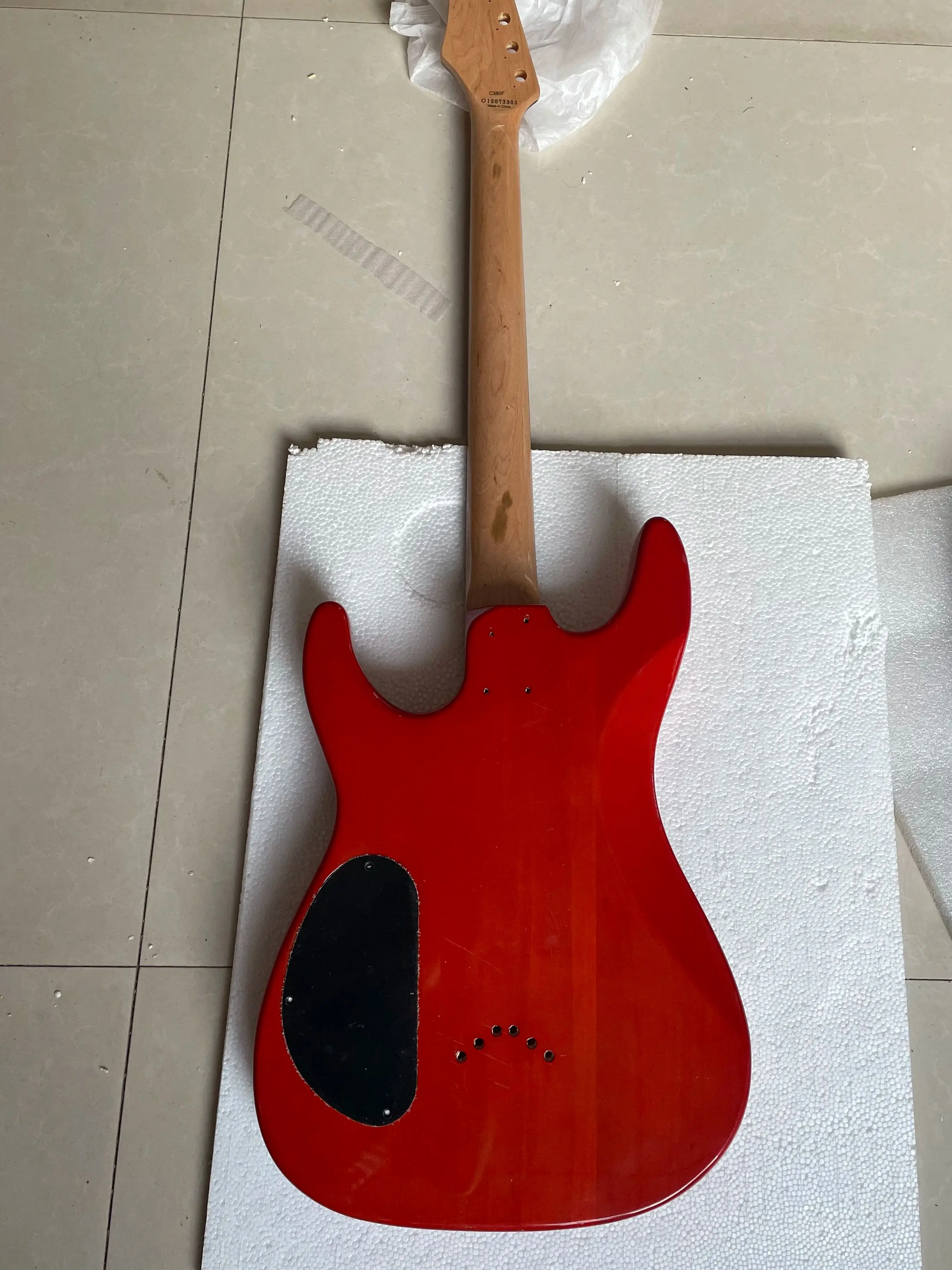 Electric Guitar Kit without Hardwares, Defective, Maple Neck, Sunset Color Barrel,Basswood Body,Luthier DIY Part, Stock,Last One