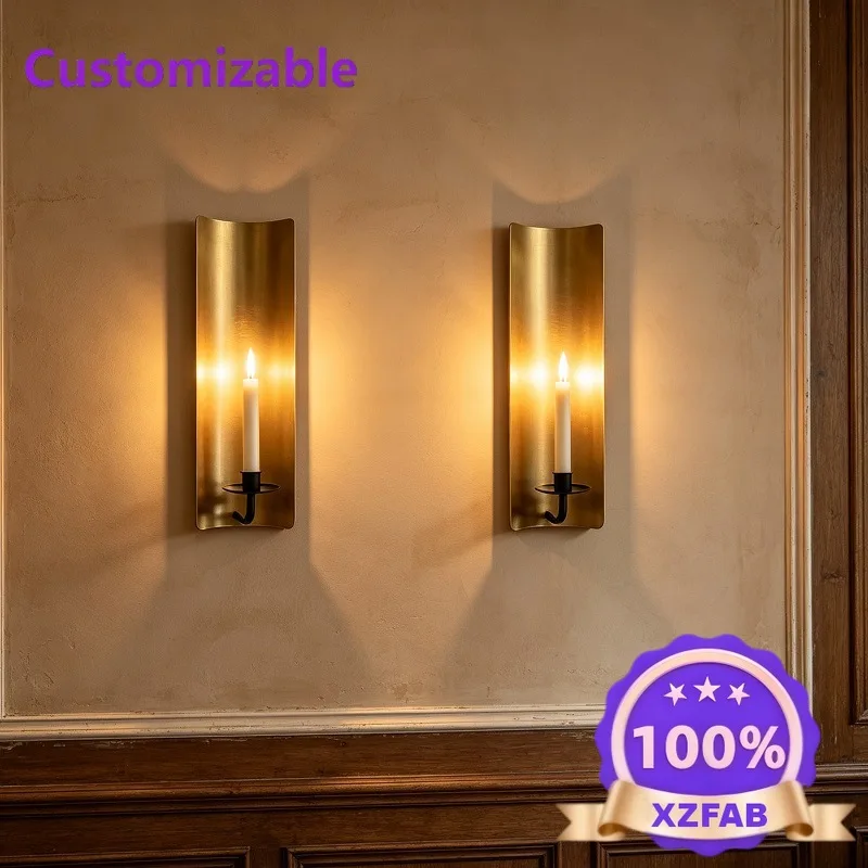 European Wall Lamp Candle Holder, Living Room Background Soft Metal Candle Holder, Hotel Atmosphere Decoration Candle Cup