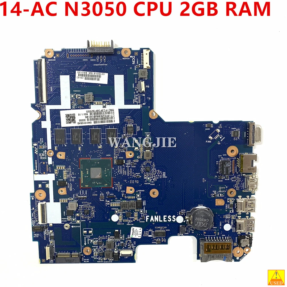 814050 -001 814050 -501 PLACA PRINCIPAL Para HP Pavilion 14 14-AC159NR Laptop Placa-mãe SR29H N3050 CPU 2GB RAM 6050A 2730201