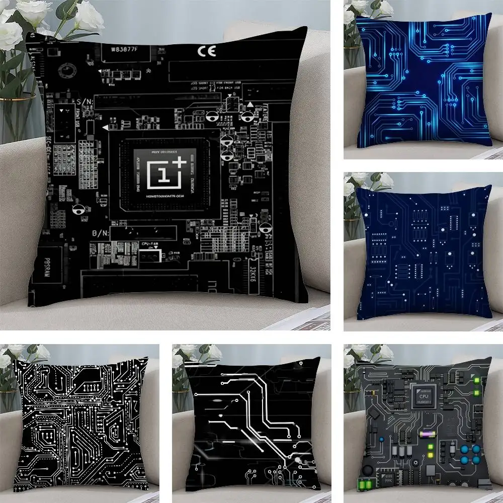 

Cool Circuit Board Pillow Case Plush Fabric Soft Pillowcase Double Sided Print Cushion Cover Household Gifts
