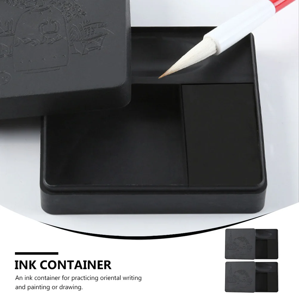 2 قطعة حاوية حبر الخط صندوق حبر مانع للتسرب مع غطاء لطلاء سومي ممارسة الكتابة الصينية متينة وآمنة