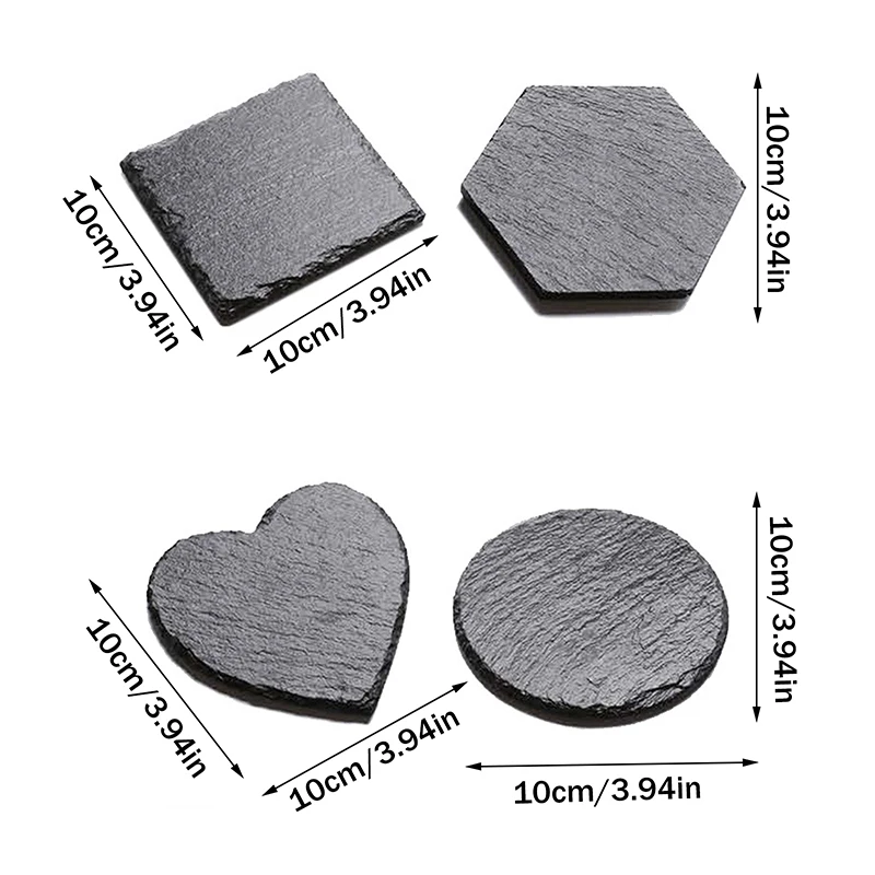 1Pc Table Coaster Japanese Style Reusable Slate Stone Drink Coaster Decorative Kitchen Tea Cup Mug Heat Resistant Rock Coaster