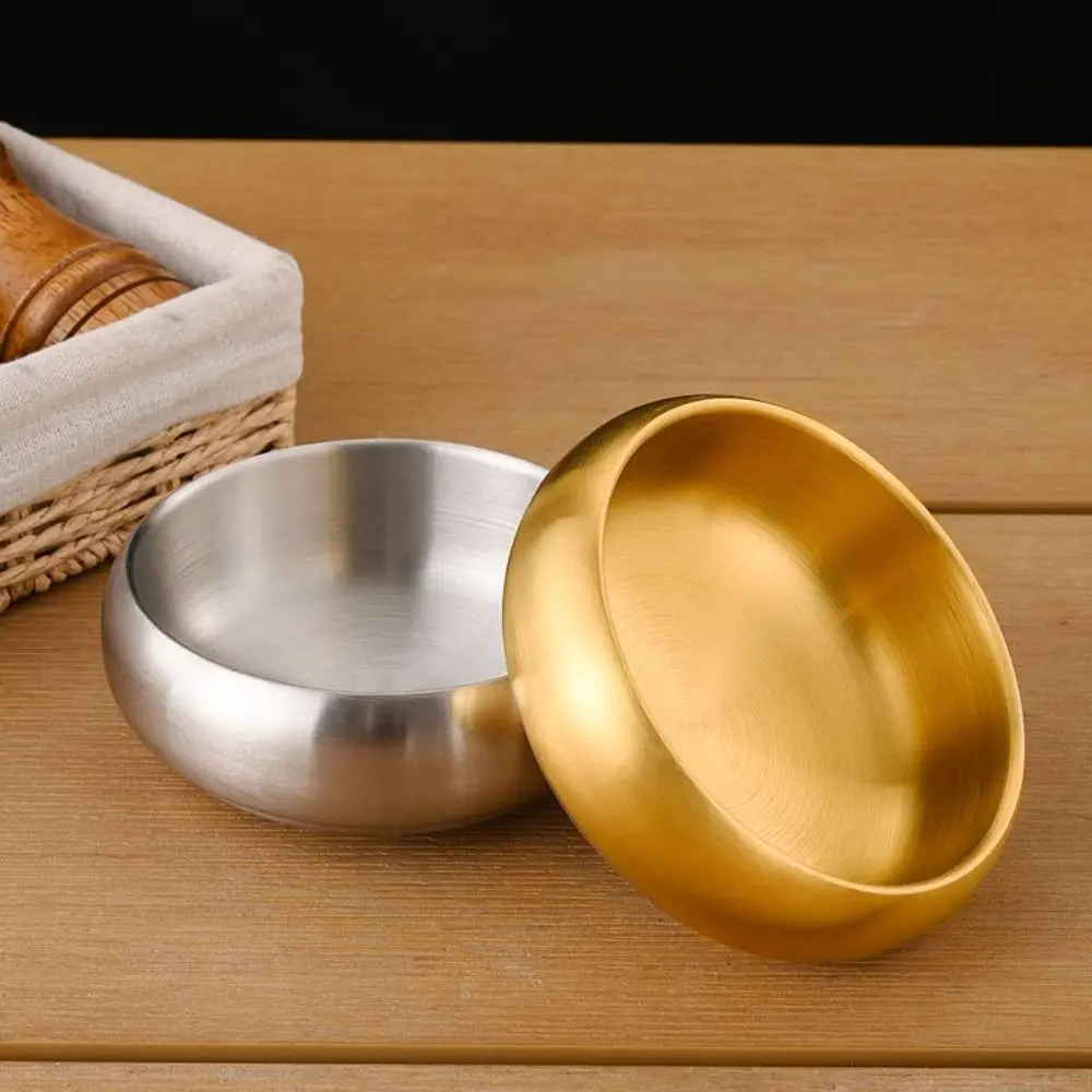 Double-Layer Korean Stainless Steel Rice Bowl Thickened Anti Scalding Kimchi Bowl Heat Insulated Drop-resistant Ramen Bowl