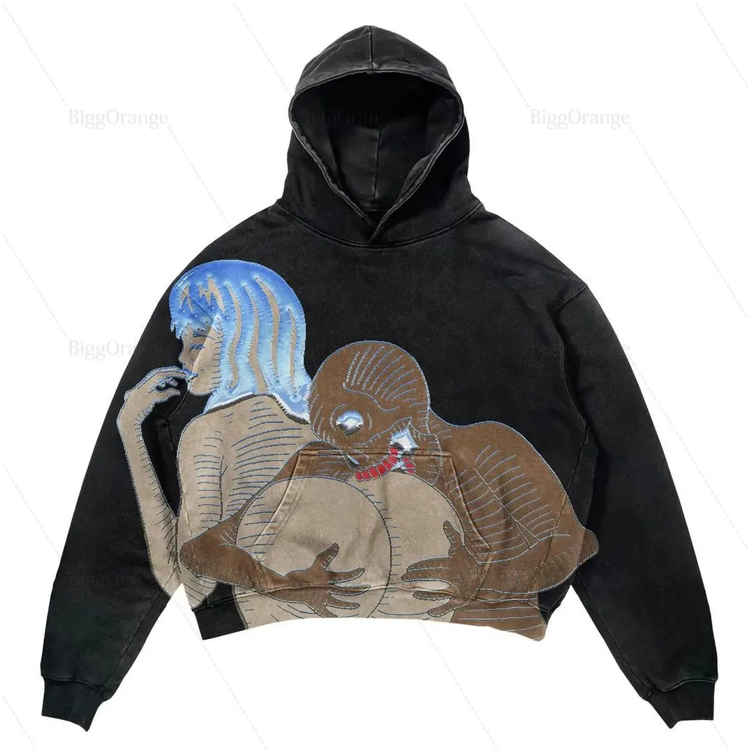 

Oversized Skull Print Streetwear High Quality Hoodie Vintage Streetwear Women Sweatshirt Goth Harajuku Jacket Y2k Hoodies Women