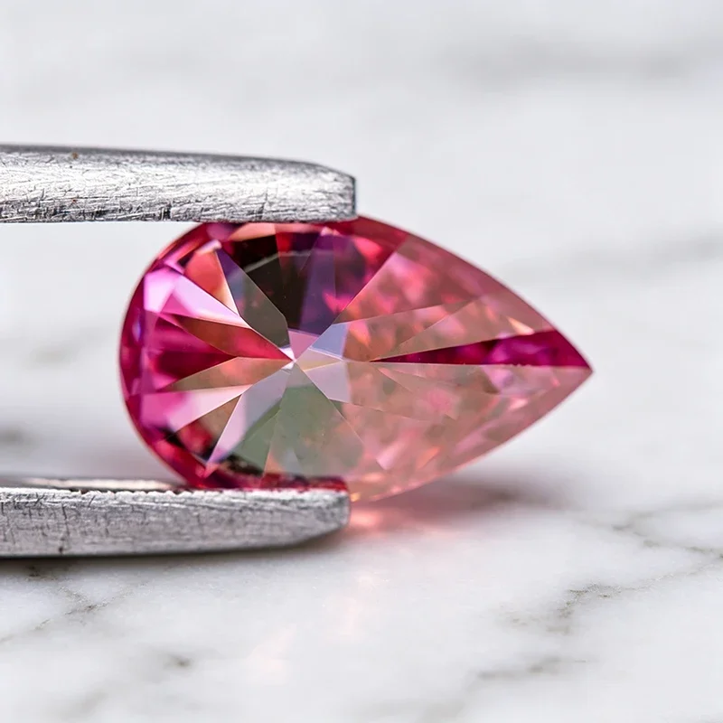 Moissanit-Stein Birnenform Rosa Farbe Laborgezüchteter Edelstein für DIY-Schmuck Ring Halskette Ohrringe Hauptmaterialien mit Zertifikat – Detail 6