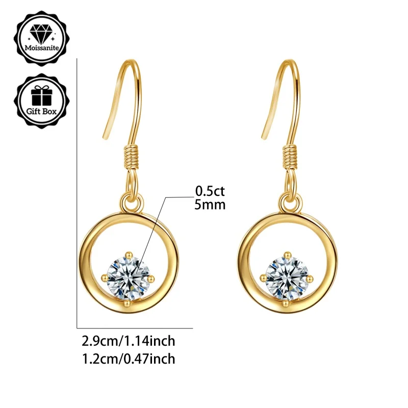 

LAMVOICE S925 серебро, День святого Валентина, подарок для дочери, серьги с муассанитом 1 карат, дизайнерский товар высокого качества