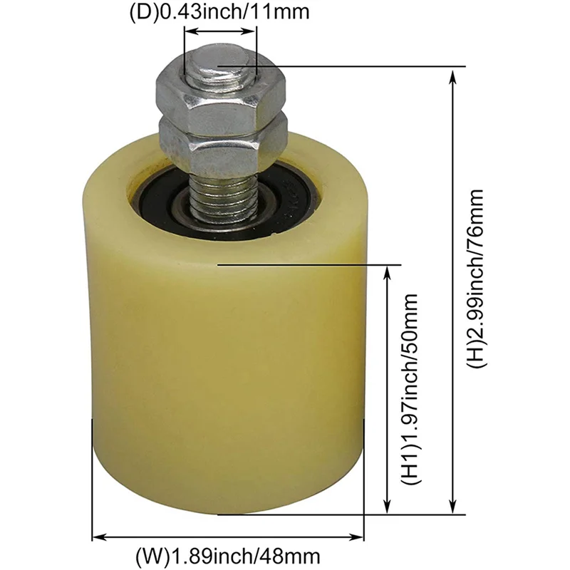 8 Stuks 48X50 Mm Geel Zilver Nylon Staal Platte Rollager Begeleiden Wiel 6201 M12 Schroef Voor elektrische Deur Schuifpoort