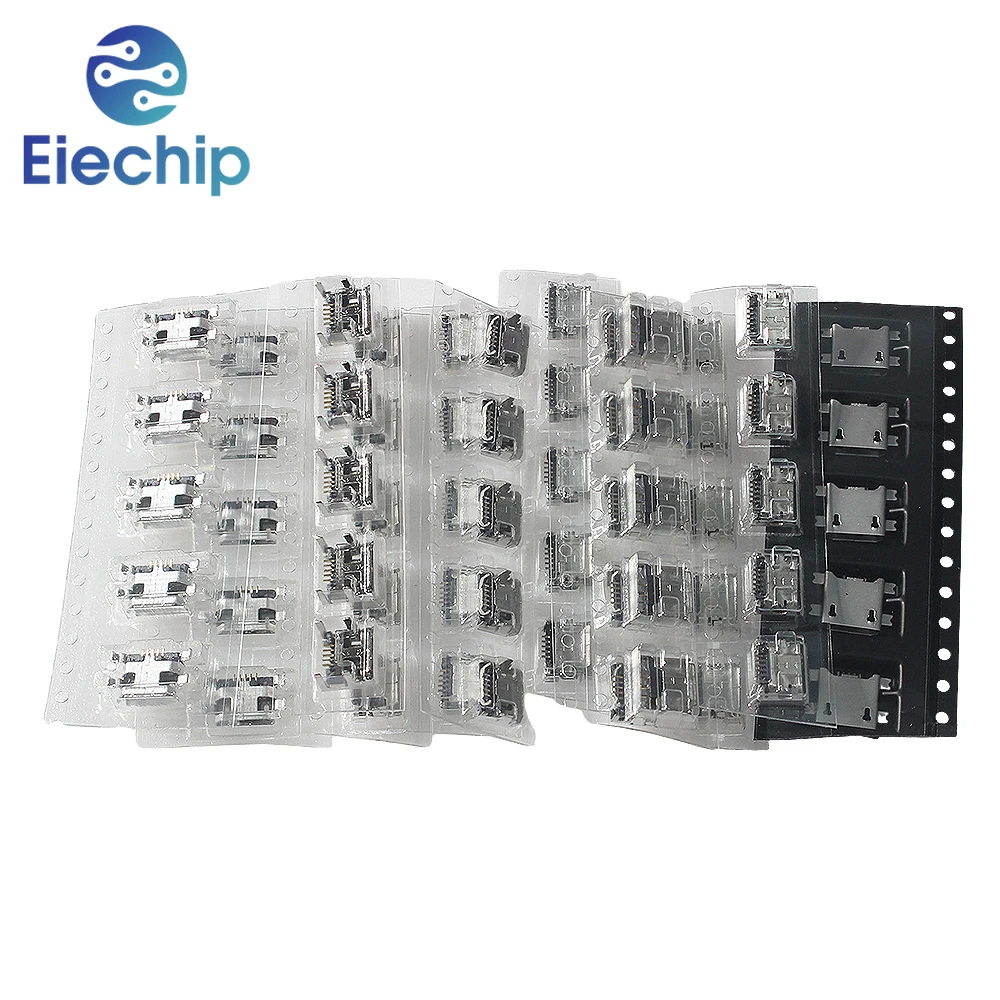 60pcs/lot 5 Pin SMT Socket Connector Kit, Micro USB Type B Female Placement 12 Models SMD DIP Socket Connector for mobile phones