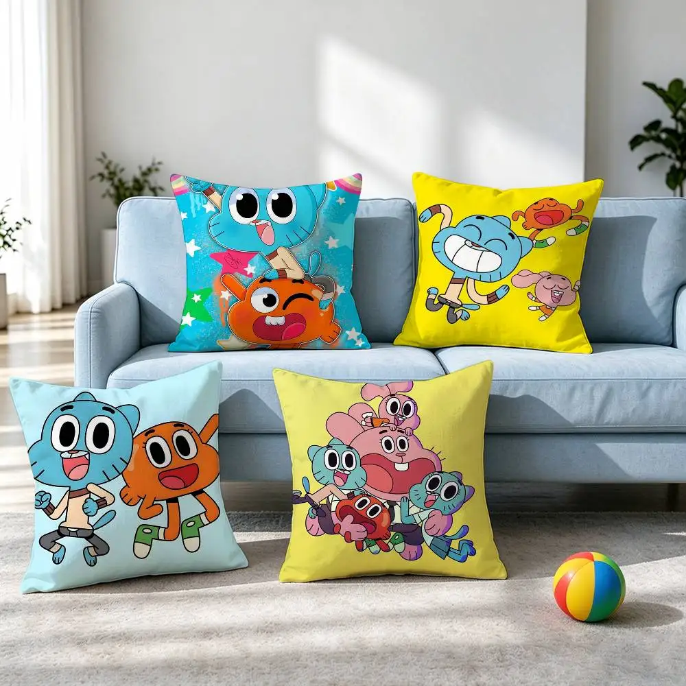 The Amazing World Of G-Gumball  Square Double-Sided printed Pillow Case Bedroom Bedside Pillow Sofa Cushion Cover Gift