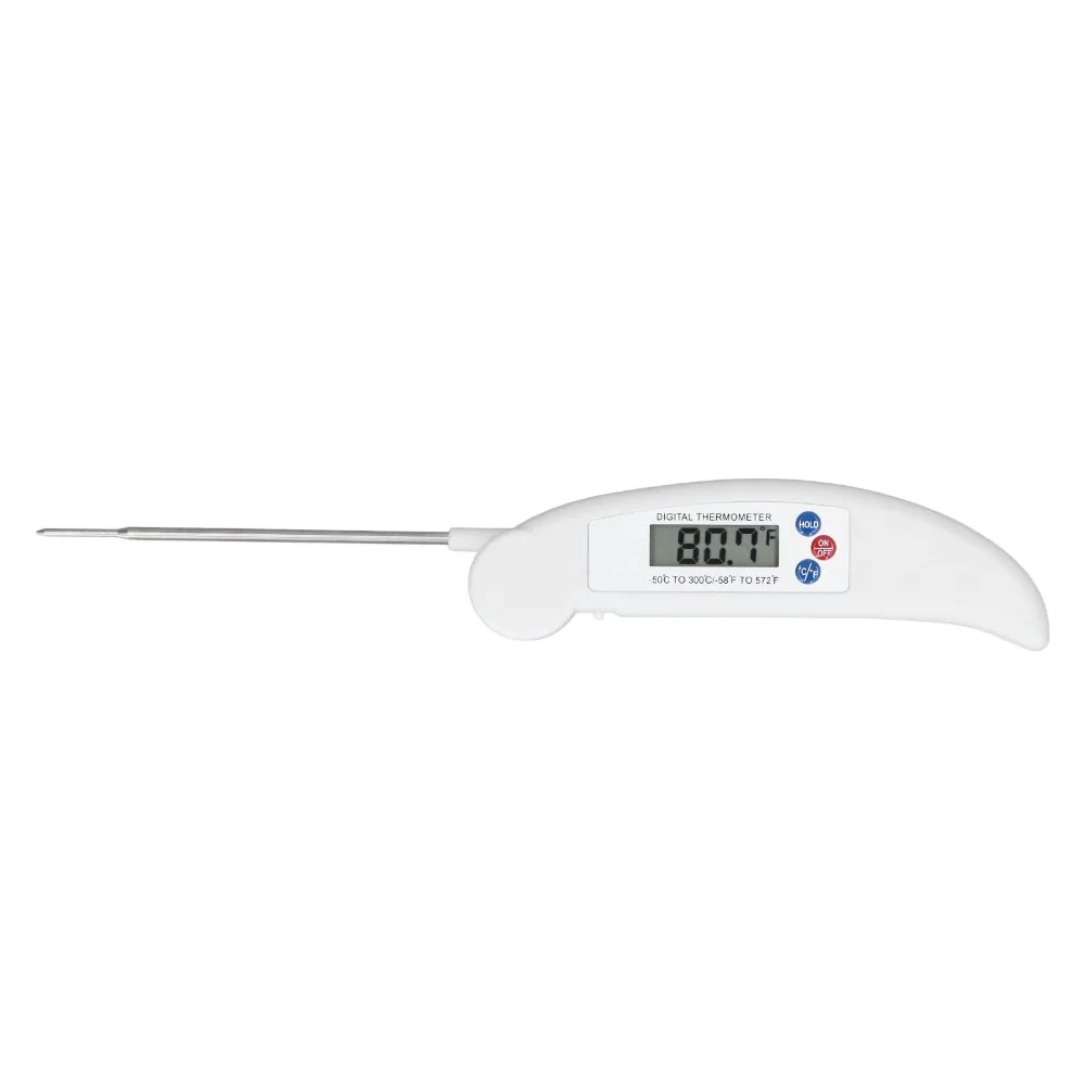 ABS Stainless Steel Digital Food Thermometer White Red Fast Measurement Instant Read Thermometer Calibration Function