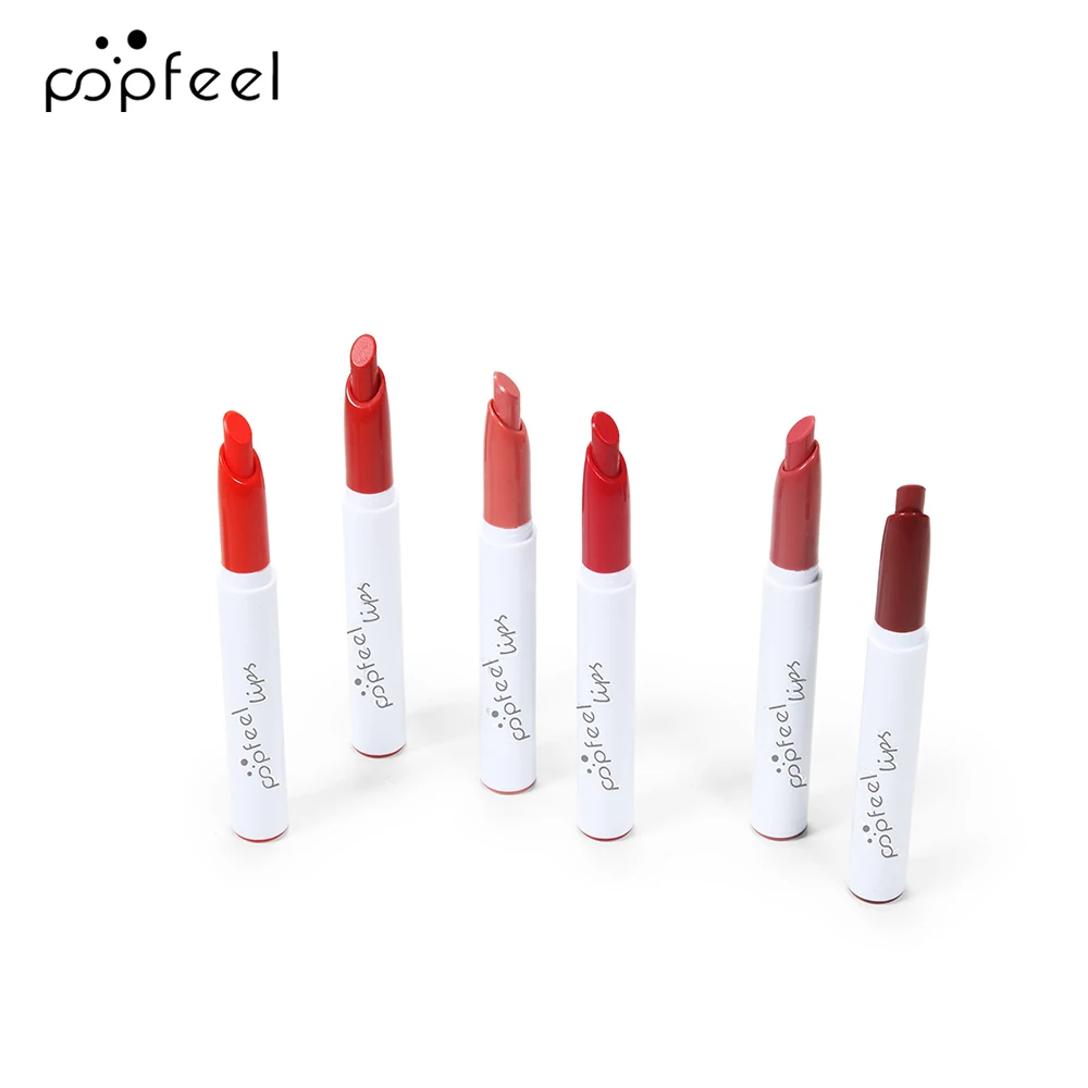 POPFEEL 벨벳 롱래스팅 립 크레용 & 립 라이너 - 부드럽고 매트한 마감, 다양한 립 룩을 위한 6가지 생생한 컬러.