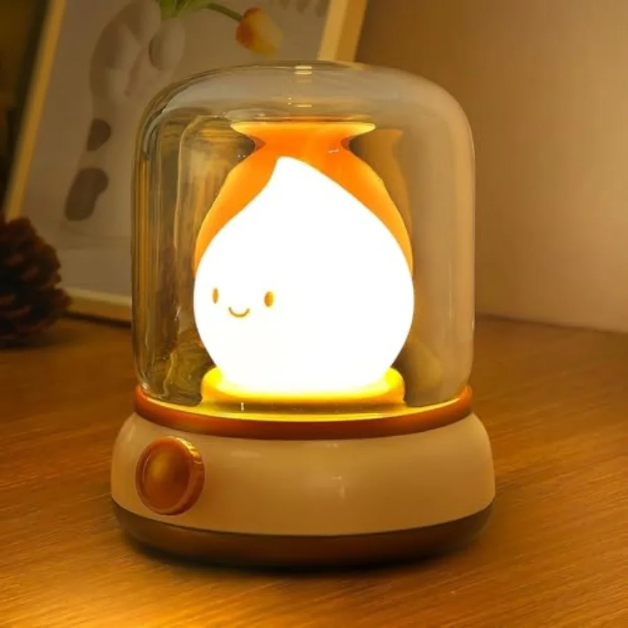 

Ghost Campfire Desk Lamp Cute, Small Bedside Table Lamp Dimmable, 2 Modes Warm Night Light with Timer, Cordless Rechargeable Ba
