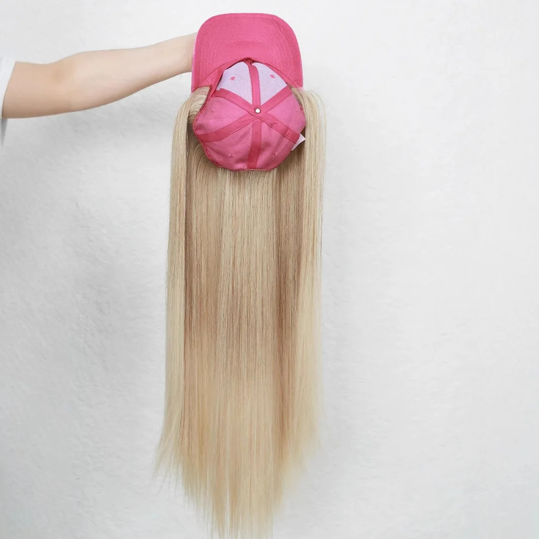 Baseball Cap with Hair Extensions Synthetic 22inch Straight Hairstyle Adjustable Wig Hat Attached Hairpiece for Woman Girl image 6