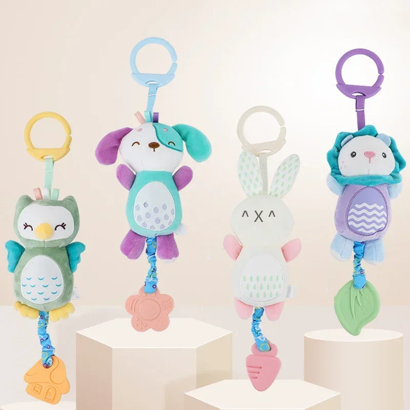 Baru Boneka Lembut Hewan Rattle Pegangan Tangan Mainan Bayi Pengocok Crinkle Berderit Sensorik Aksesori Perjalanan untuk Hadiah Mainan Balita